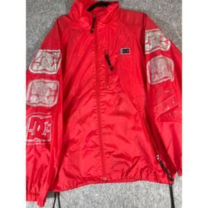Vintage 90s DC Shoes Windbreaker Jacket Mens Large Red Full Zip Up Track Warmup